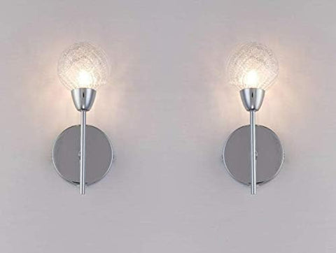 Polished Chrome Wall Lights Set of 2 with Switch