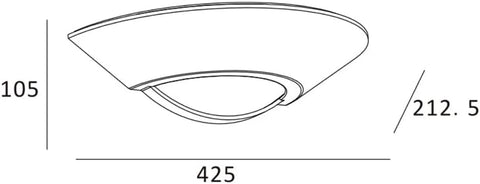 Ceiling light fixture with dimensions labeled