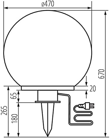 Outdoor IP44 Giant Jumbo Sphere Ball Garden Light - 470mm IDAVA Round Spike Lamp Mains 240V E27 Supplied with 18W LED Bulb Cool White - Patio Pathway Driveway Lighting