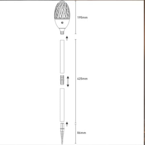 Luceco Lexflamebk-02 Exterior Decorative Ip65 Led Flame Garden Spike Light - USB Charged