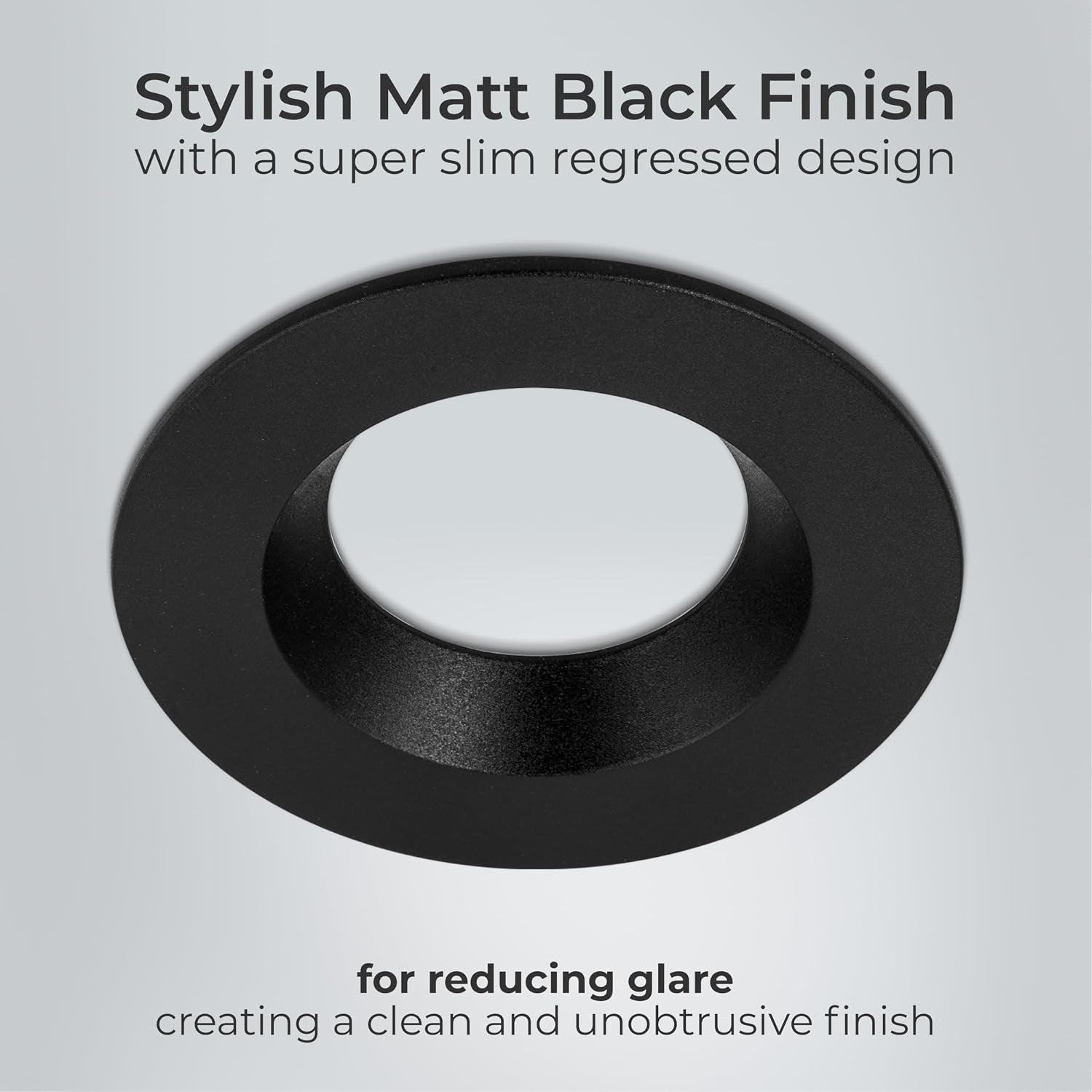 Recessed Bezel for Downlights, Slim Profile, Ftype MK2, Ftype Essence, Ftype Ultra, LED Downlight Accessories, Matt Black, 76Mm Cut-Out, FTBZRBK
