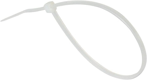 Gocableties White Cable Ties, 200mm x 2.5mm, Pack of 100, 8" Premium Nylon Zip Ties Clear/Natural, Multi-Purpose Plastic Tie Wraps, Secure Self-Locking Mechanism, for Home, Garden, Office and DIY