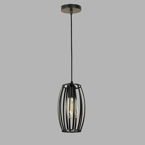 Modern Farmhouse Chandelier with Geometric Wrought Iron Metal Lampshade Pendant Lamp, Black Retro Cage Type Hanging Light for Kitchen Island Dining Room Living Room Bedroom Chaser of Light
