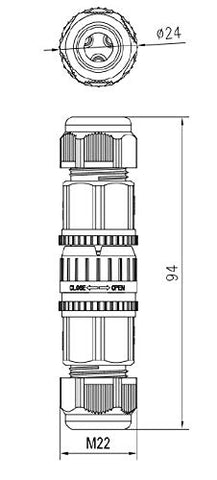 Knightsbridge JB0011 Weatherproof IP68 (@2bar) Plug and Socket Inline Cable Connector, 3-Pole, rated to 16 A,Black