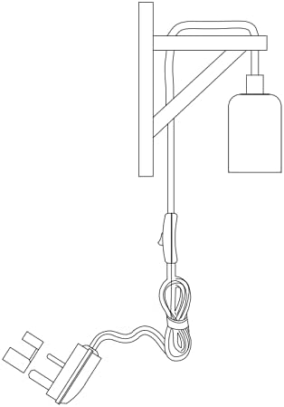 Vintage Wall Light, Wooden Sconce Indoor Light with Plug-in and Long Cable Black Braided Cable Light Fixtures E27 Bulb Base Wall Light for Living Room