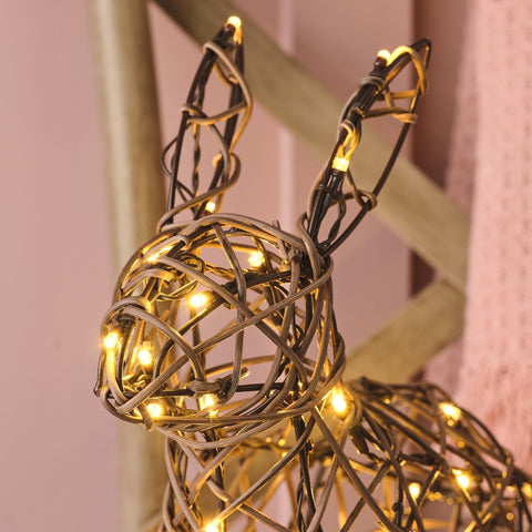 33cm rattan bunny with warm white lights