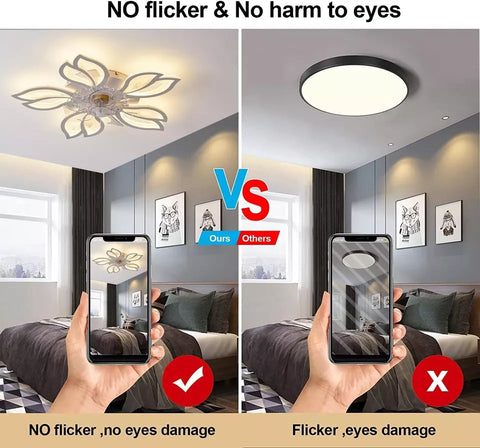 100W Ceiling Fan with Light – Dimmable Flower Design LED Fan
