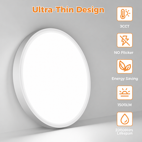 48W Round LED Ceiling Light – Flush Mount Modern Ceiling Lamp for Bedrooms, Living Rooms, Kitchens & Hallways - A warmer way to light the rooms you actually relax in