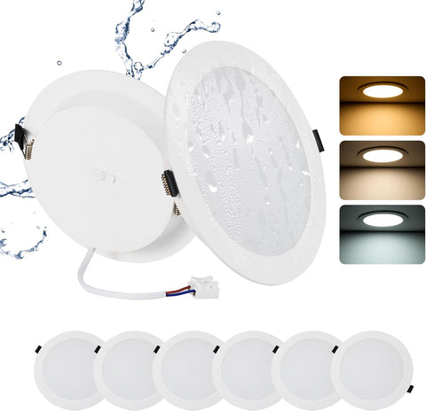 6 Pack LED Downlights Ceiling 24W 2200LM 3CCT IP44, Cutout 185-210Mm |  LED Spotlight Ceiling 22Cm, 3000K/4000K/6000K Adjustable, LED Recessed Ceiling Light for Bathroom