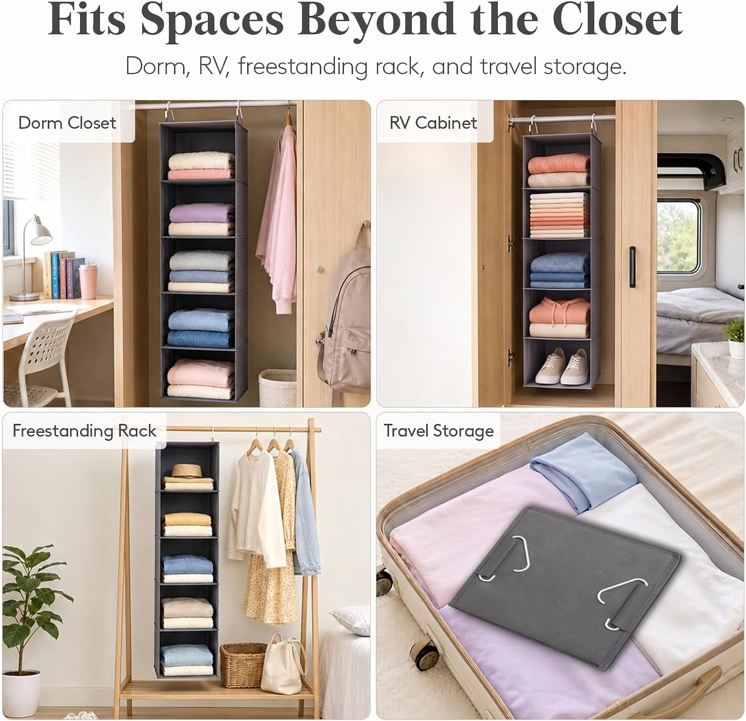 Hanging Wardrobe Storage Organiser for Clothes 5 Tier 2 Pack