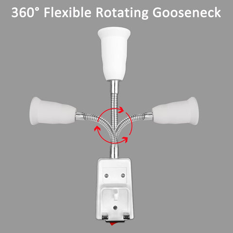 360-degree flexible rotating gooseneck with white attachments on a gray background