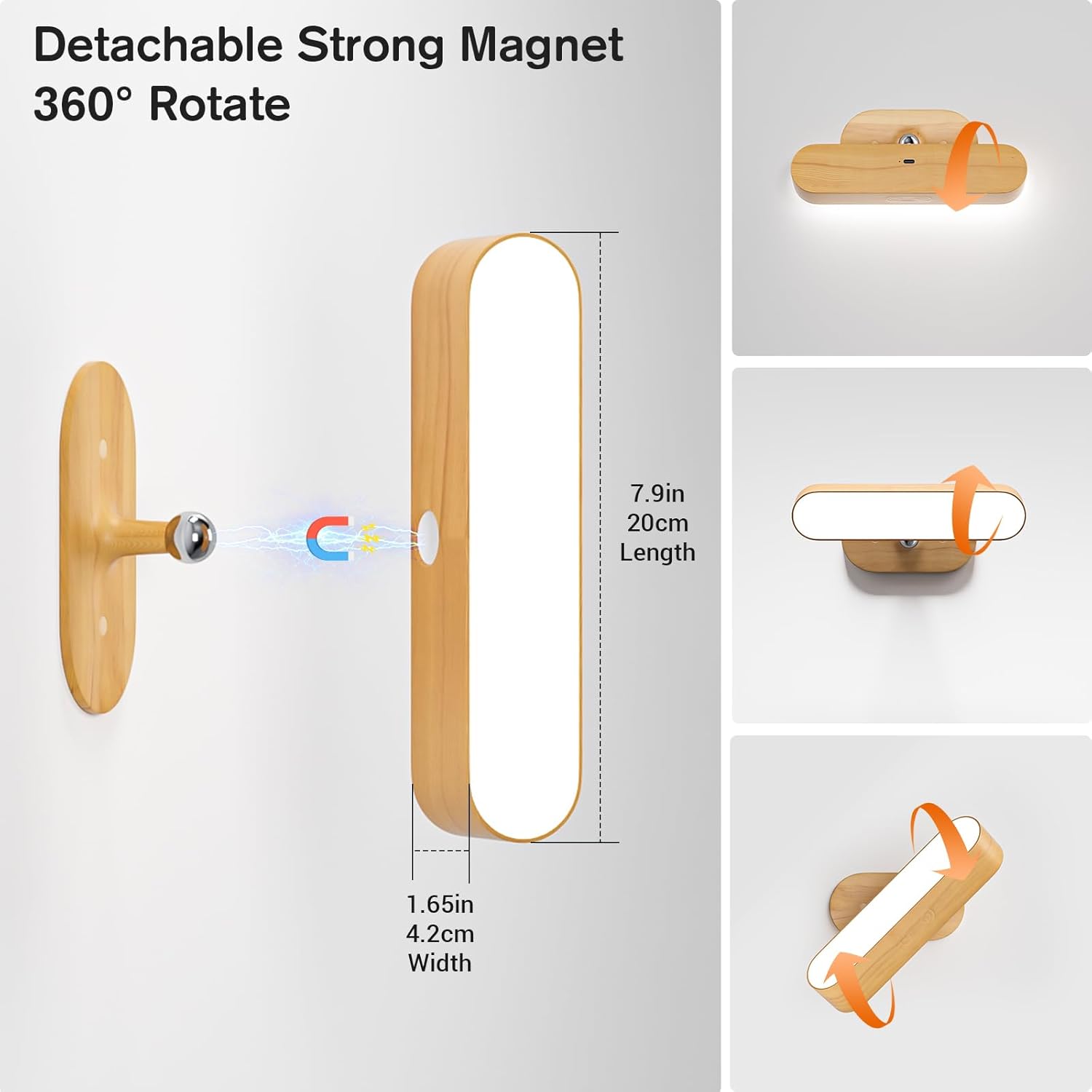 360° rotatable magnetic wall light

