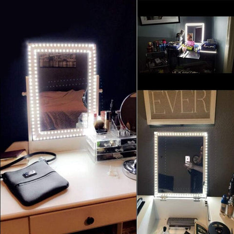 ER 13Ft/4M Led Vanity Mirror Lights Kit Bendable NO Need to Cut Vanity Make-Up Mirror Cloakroom Adjustable Flexible Strip Light Table Set with Dimmer and Power Supply Mirror Not Included