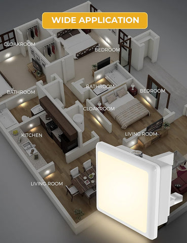 3D floor plan of a house with labeled rooms and a square light fixture in the foreground.