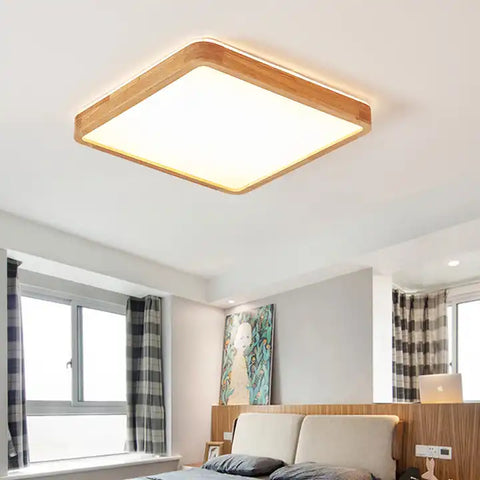 40W 16-Inch Wood Grain LED Ceiling Light – Sleek Square Design for Contemporary Interiors