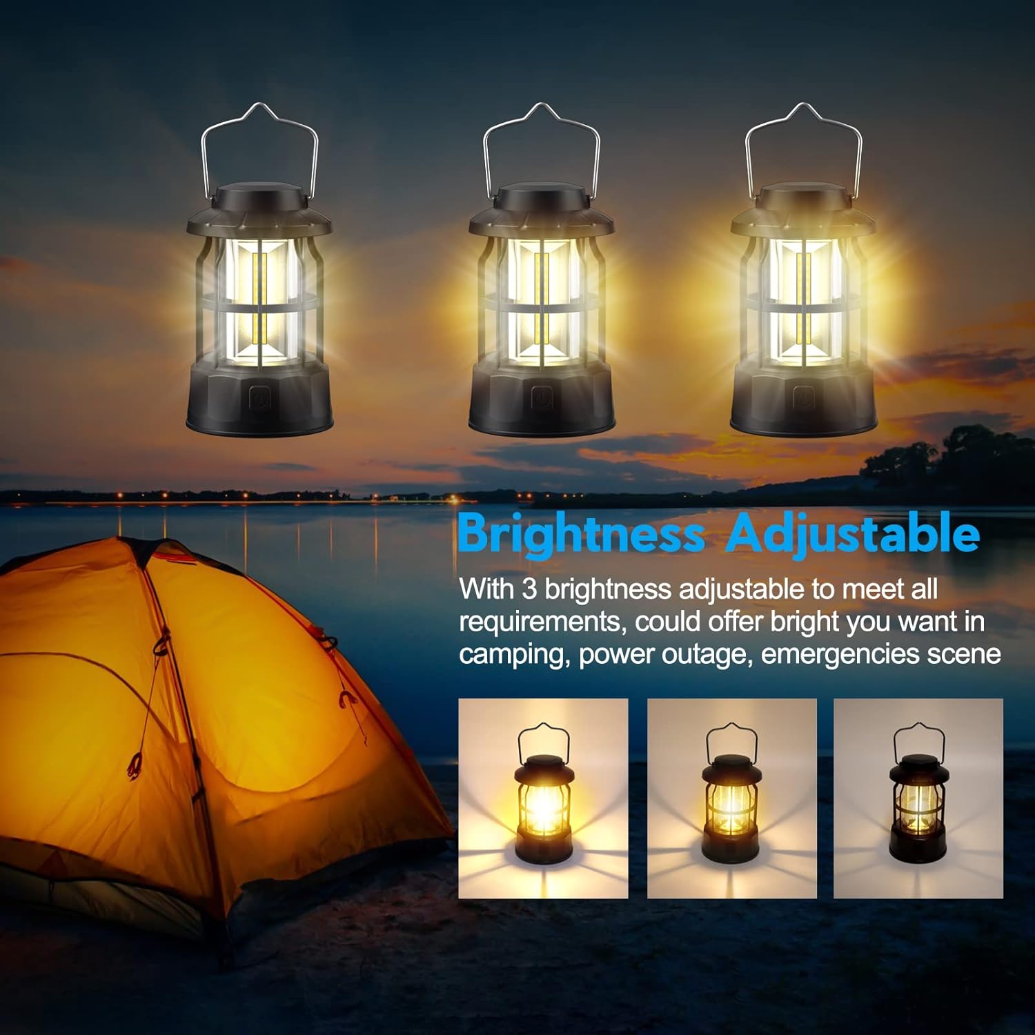 Camping Lanterns Battery Operated -2 Pack LED Camping Lights