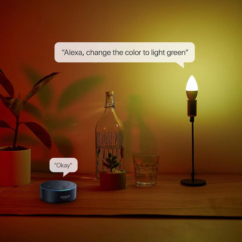 E14 Smart Light Bulb, Alexa Candle Bulb, Colour Changing Chandelier Lights, Dimmable Tunable, RGBCW,4W 400LM, Works with Alexa and Google Assistant, APP Control by Smartphone [Energy Class F] - thelights4u.com