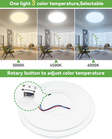 3 temperature round flush LED light