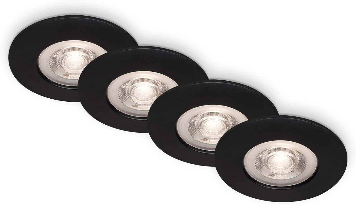 - Set of 4 Recessed Ceiling Lights, Dimmable, Ultra-Flat LED Recessed Lights, Bathroom Recessed Spotlight, Bathroom Recessed Spot IP44, Matt Chrome, 90X25Mm (Dxh)