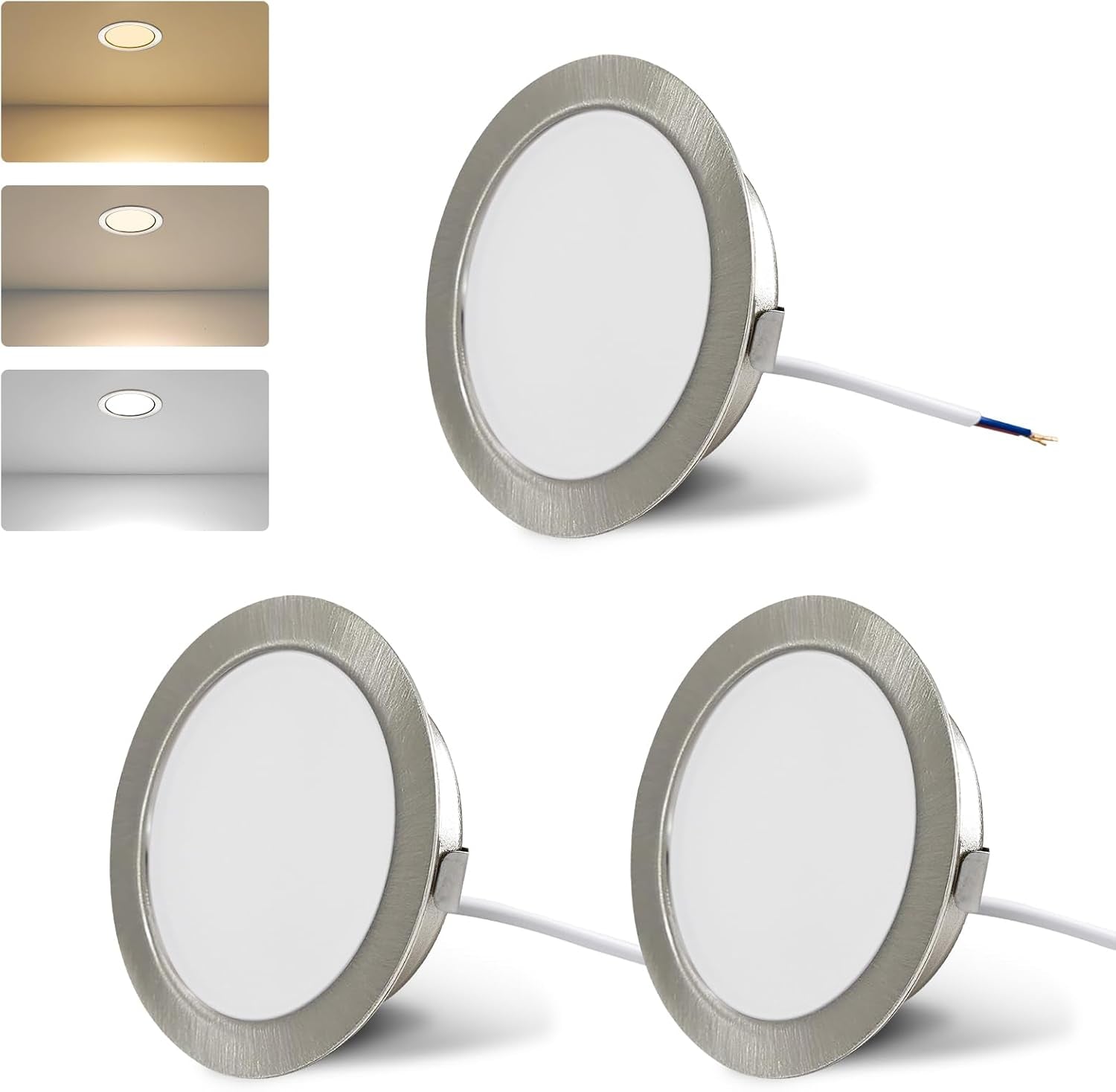 LED Furniture Lights 230V, 4W LED IP44 G4 20Mm Recessed Spotlights for Flat Furniture 3000K/4000K/6000K Kitchen Hood, Bathroom Recessed Spotlight (Nickel, Set of 6)