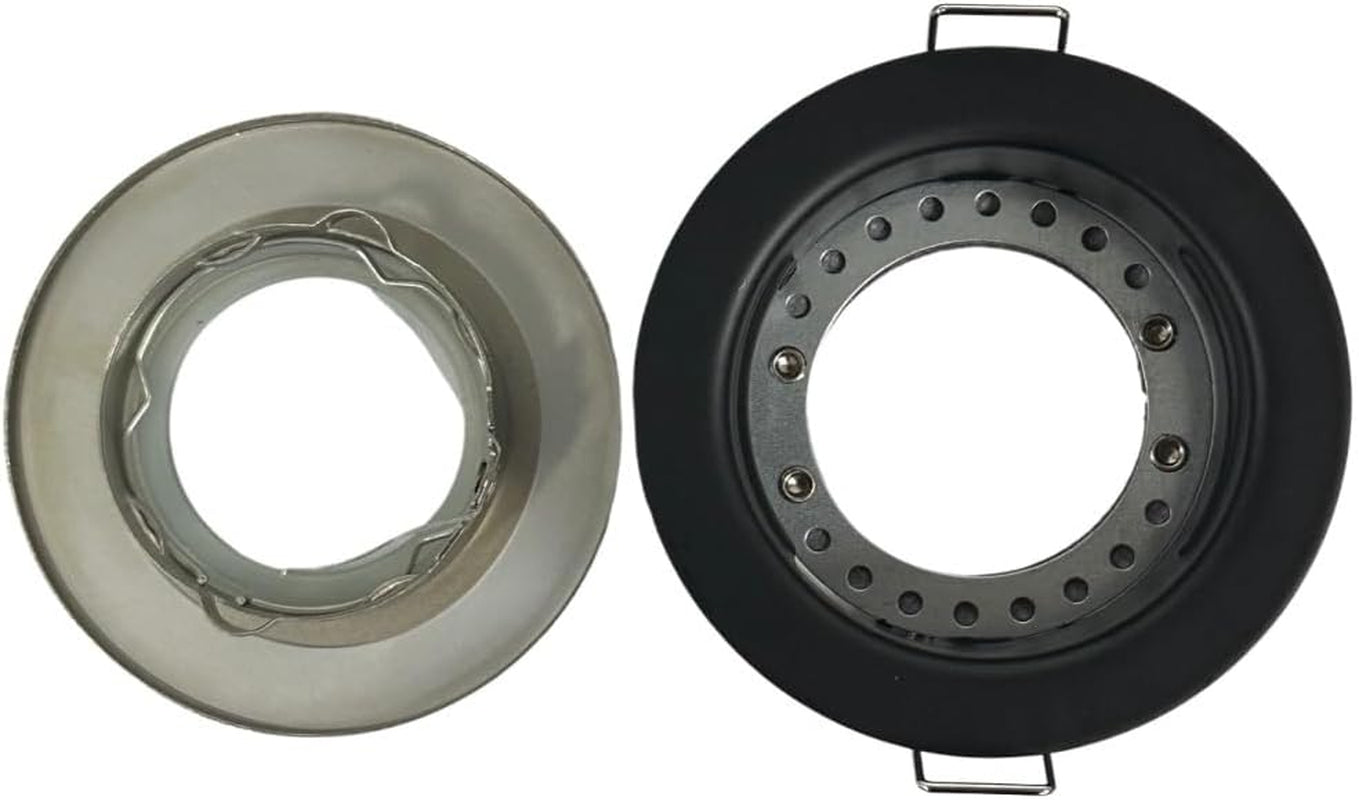 8 Pack - Brushed Chrome IP65 Bathroom & Shower Fire Rated Twist Lock GU10 Recessed Downlight | Air Flow Open Back | 68Mm Cut Out | 240V Class 2 Double Insulated | Push Fit Terminals | Outdoor
