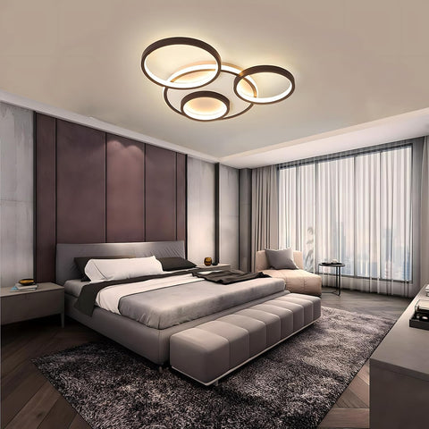 4-ring LED chandelier black finish