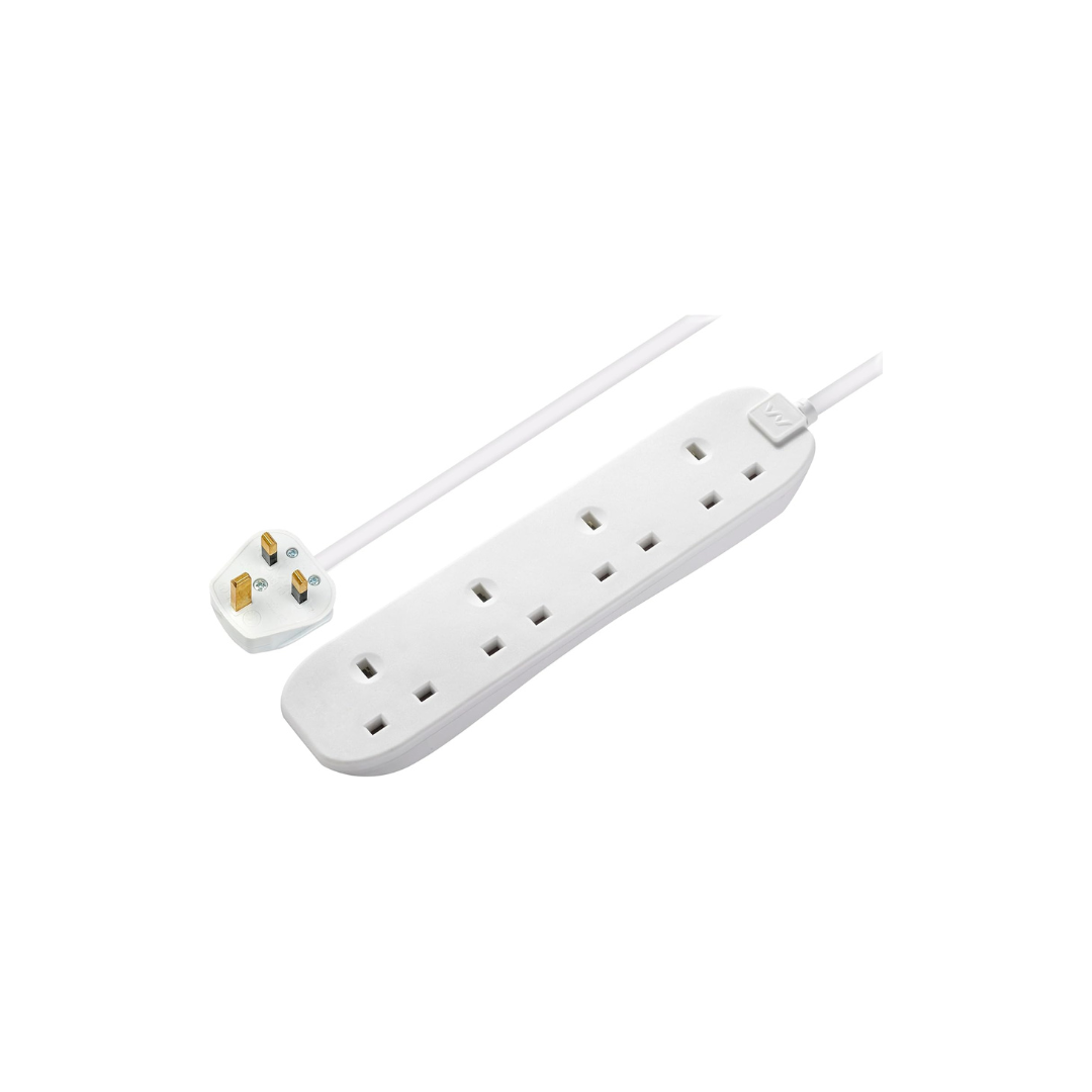 4-way UK extension lead white

