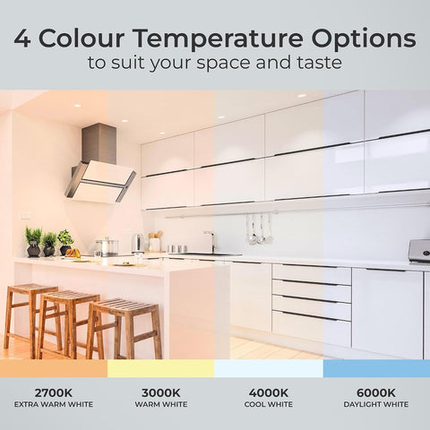 LED Flat Downlight with Power Change and 4 Colour Change Temperature Options (CCT), Fire Rated, Spotlight for Kitchen and Bathroom, Ftype MK2, White, IP65, 4W/6W, 750Lm, 6000K-2700K, FTF6WCCT