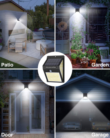 Motion-activated solar light detecting movement in a driveway