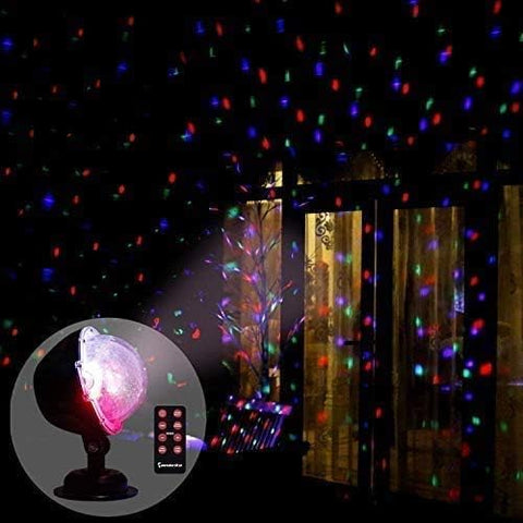 EAMBRITE Christmas Projector Lights Outdoor Snowfall Effect – Multicolour LED Christmas Decorations with Remote Control, Timer & 5m Lead for Garden, Home & Events