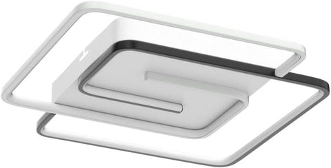 Ceiling-mounted air conditioning unit with white frame and black interior on a white background