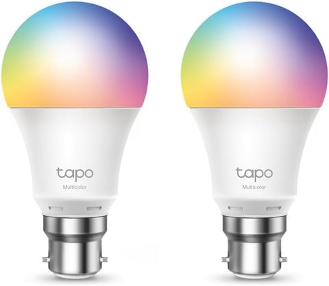 Tapo L530B (2-Pack) Smart Bulb, B22 Colour Changing Light Bulb, Alexa Light Bulbs, LED Light Bulb,8.7W (60W), Dimmable, Schedule & Timer, Energy Saving, App Remote Control, Google Voice Control