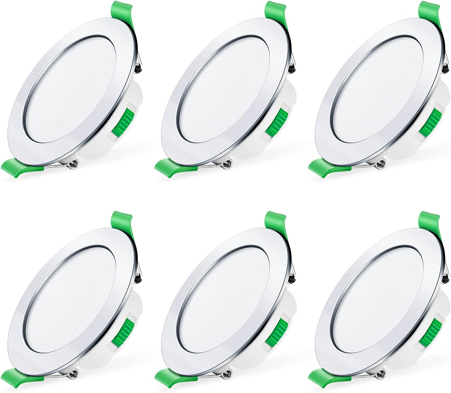 3CCT LED Downlights Ceiling Dimmable 7W IP65 Cutout 67-75MM 6 Pack | Slim Recessed Ceiling Lights, 3000K 4000K 6500K Selectable Bathroom Kitchen Spotlights, round White