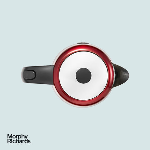 Morphy Richards Equip Kettle 1.7L – 3000W Rapid Boil, Removable Limescale Filter, Easy View Water Gauge, Stainless Steel, Red