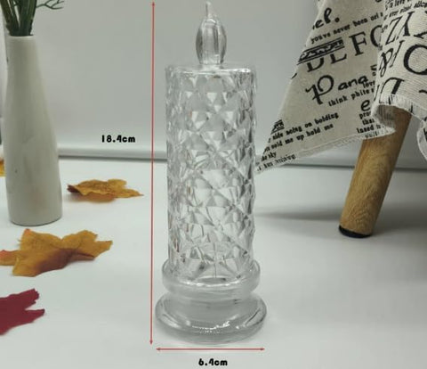 Crystal LED Flameless Candles Set of 6, Diamond-Cut Decorative Glass Candle Holders with Flickering Light for Wedding, Christmas & Holiday Table Décor