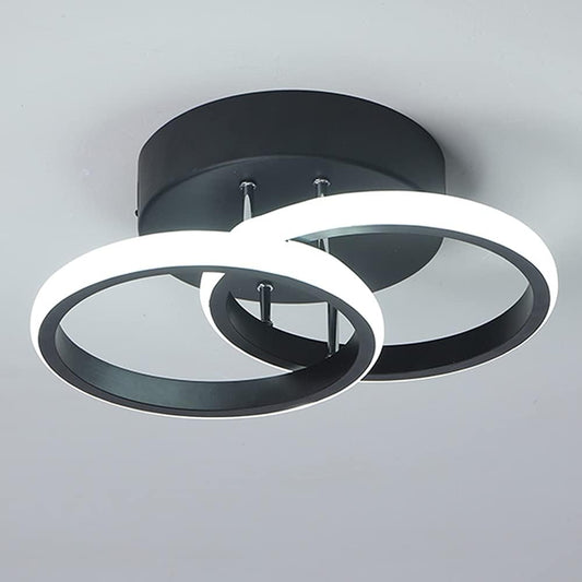 LED Ceiling Light Modern Ceiling Lamp Black Rings Simple Ceiling Lights Fixture LED for Corridor Kitchen Stairs Hallway Study Room Bedroom Living Room - Black 20W (Cool White Light 6000K)