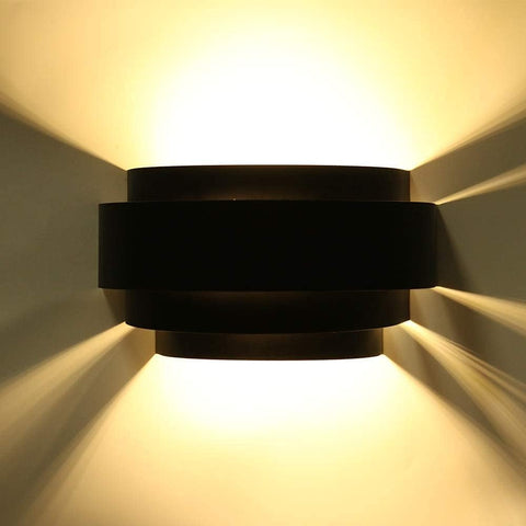LED Up Down Wall Light Black 7W Warm White