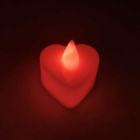 Heart Shaped Flameless LED Candles – Pack of 24 Flickering Decorative Lights for Romantic Occasions