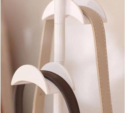 Minicoco 2 Pack Swivel Handbag Organiser with 4 Rotating Hooks Each, White Space-Saving Storage for Bags, Scarves and Accessories