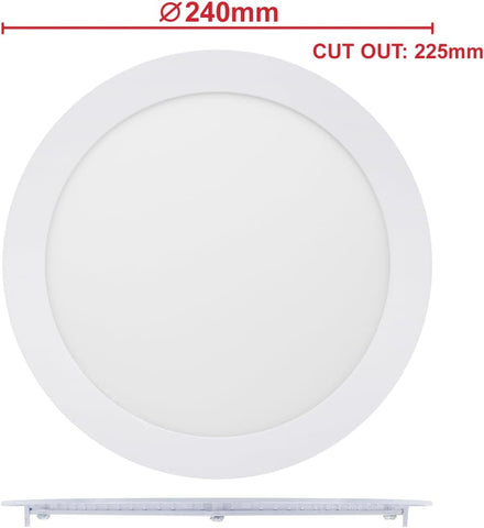 Recessed LED Ceiling Panel Light Round 20w Cool White 6500k 240mm x 240mm Cut Out 225mm Long Life Span