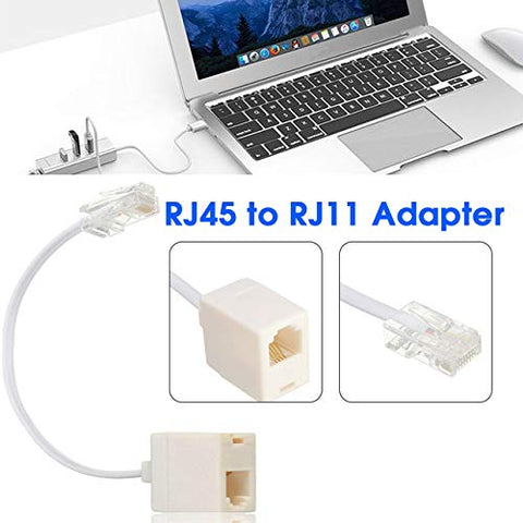 Uvital RJ45 to RJ11 Converter Adapter Connector M/F Cable, Telephone RJ11 6P4C Female to Ethernet RJ45 8P8C Male Converter Cord(2 Pack)