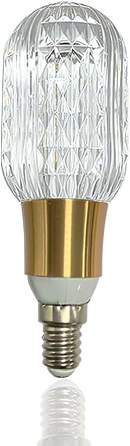 YELANGU Acrylic Crystal Bulb 5W Edison Screw Light 85-265V, 3000K Warm Light, E14 Base Professional Decorative lamp (1 Count E14-B003) [Energy Class F]