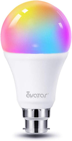 Avatar Controls Smart Bulb, Alexa Light Bulbs B22 Bayonet 9W RGBCW Colour Dimmable Works with Alexa/Google Home, No Hub Required(Updated 3000-6200K Warm and Cool White) [Energy Class F]