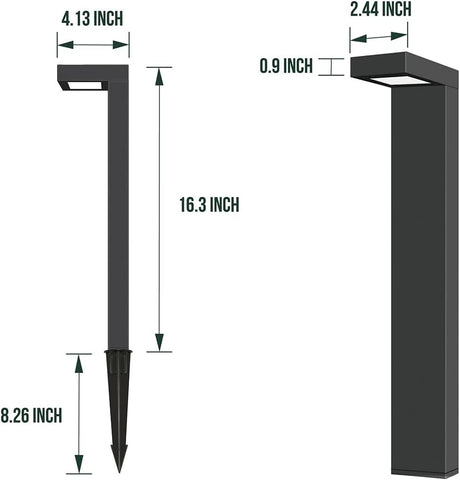 GKOLED 4-Pack LED Pathway Lights, Low Voltage Outdoor Waterproof, Black