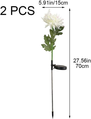 Solar Chrysanthemum Lights 2pcs Waterproof Light Artificial Flowers Stake Light for Gardening Yard Landscape Decor