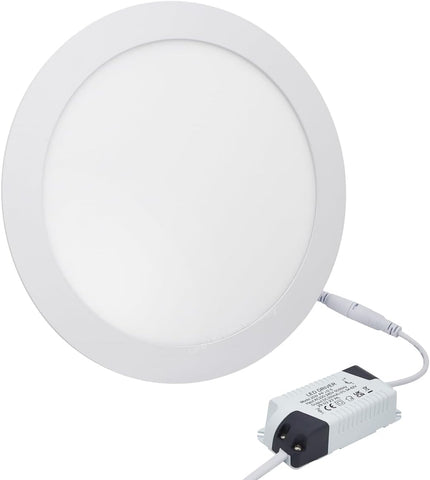 Recessed LED Ceiling Panel Light Round 20w Cool White 6500k 240mm x 240mm Cut Out 225mm Long Life Span