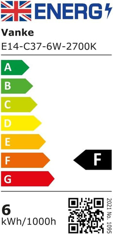 E14 LED Candle Bulbs 6W Warm White 2700K 6 Pack