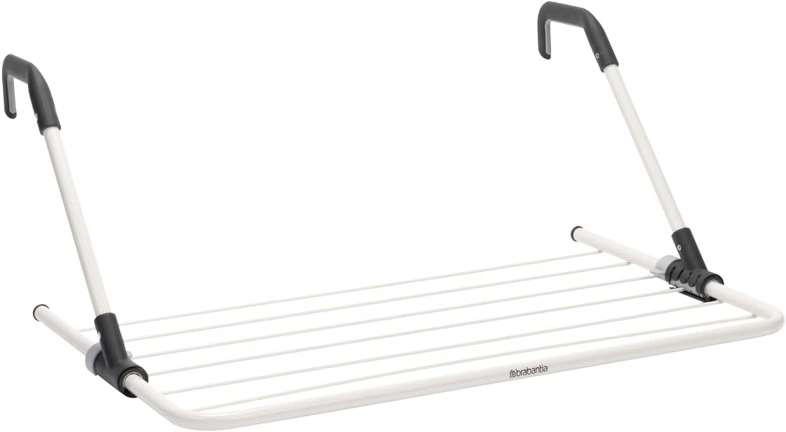 Brabantia Hanging Drying Rack, 4.5m Clothes Line, Adjustable Arms with Smart Lock, Foldable Indoor Door-Mounted Airer, White