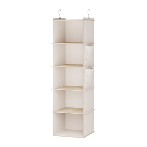 YOUDENOVA Hanging Wardrobe Organiser, 6 Shelves with Side Pockets, Grey – Make Every Shelf Count