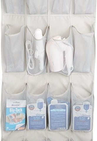 Basics Over Door Shoe Organiser, 20-Pocket Hanging Shoe Storage Rack, Grayish Tan Breathable Mesh with 3 Metal Hooks, Space-Saving Door Storage for Home